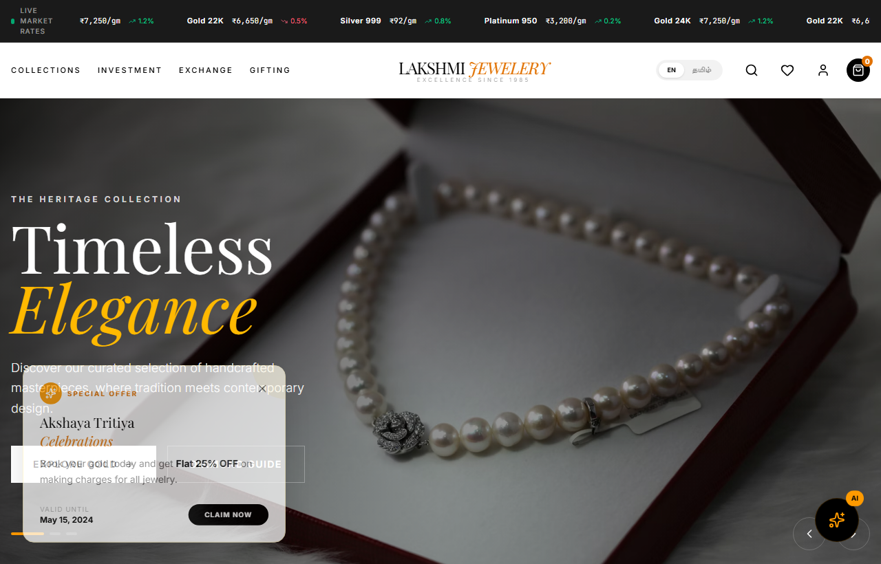 Lakshmi Jewellery storefront preview